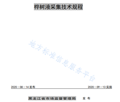 樺樹汁黑龍江地方采集標準主要起草人